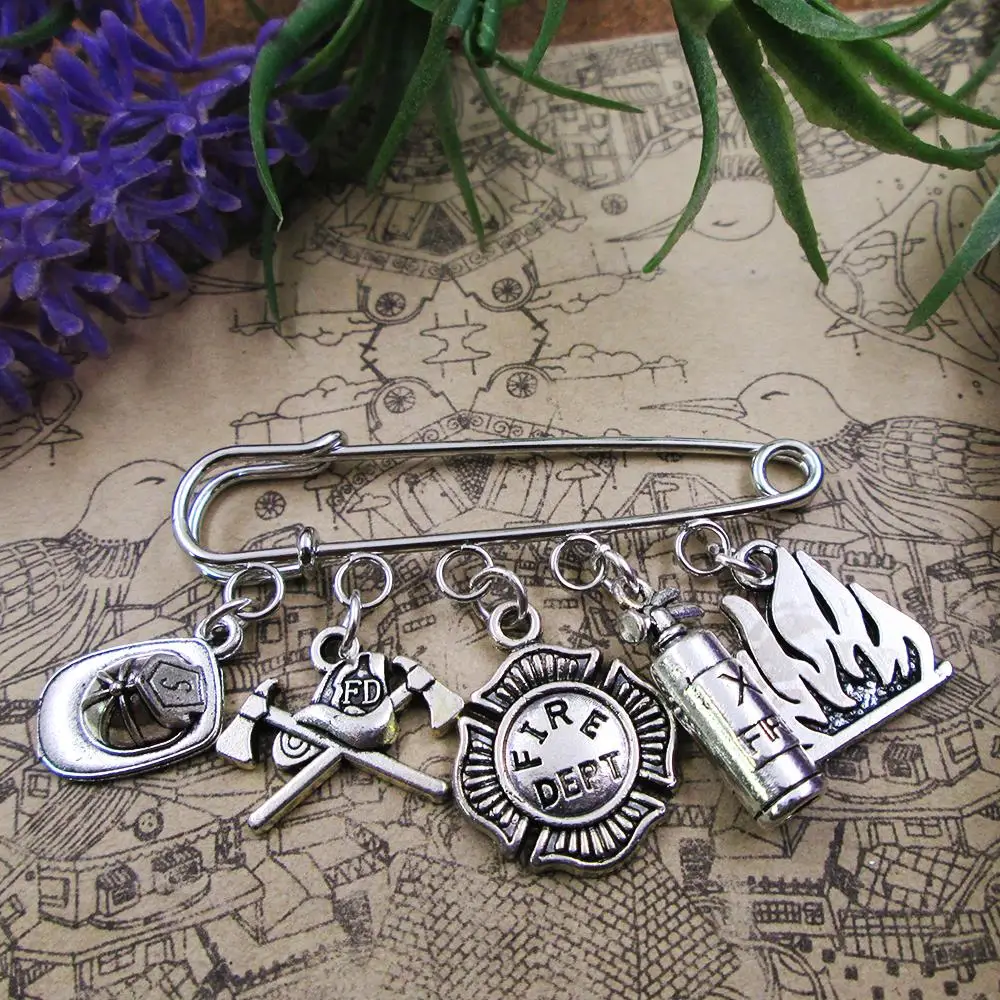 Fire DEPT  kilt pin brooch enjoy the life charm brooch mother's day present friend birthday gift