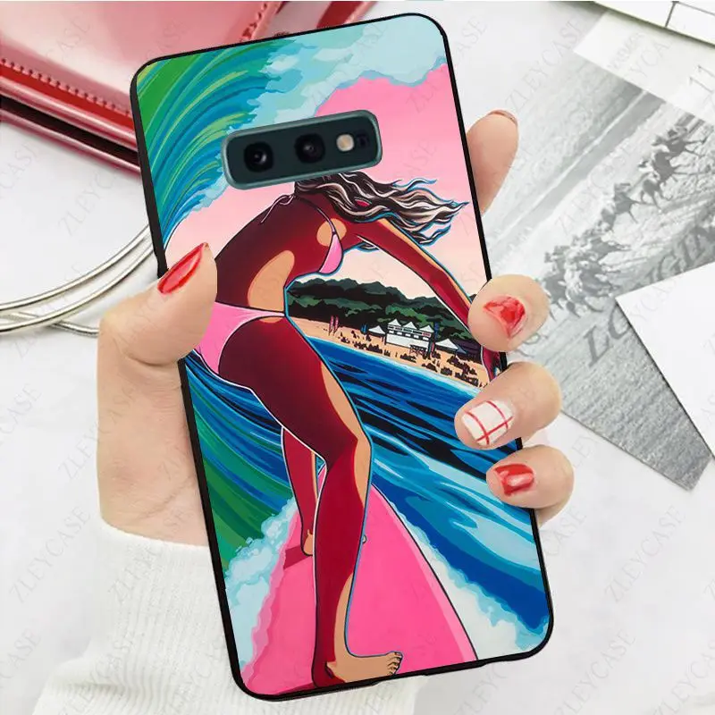 urfboard surfing art surf Girl Phone Cover For Samsung Galaxy S24ULTRA S23ULTRA S21FE S21+ S22ULTRA S20PLUS s20ULTRA S20FE case