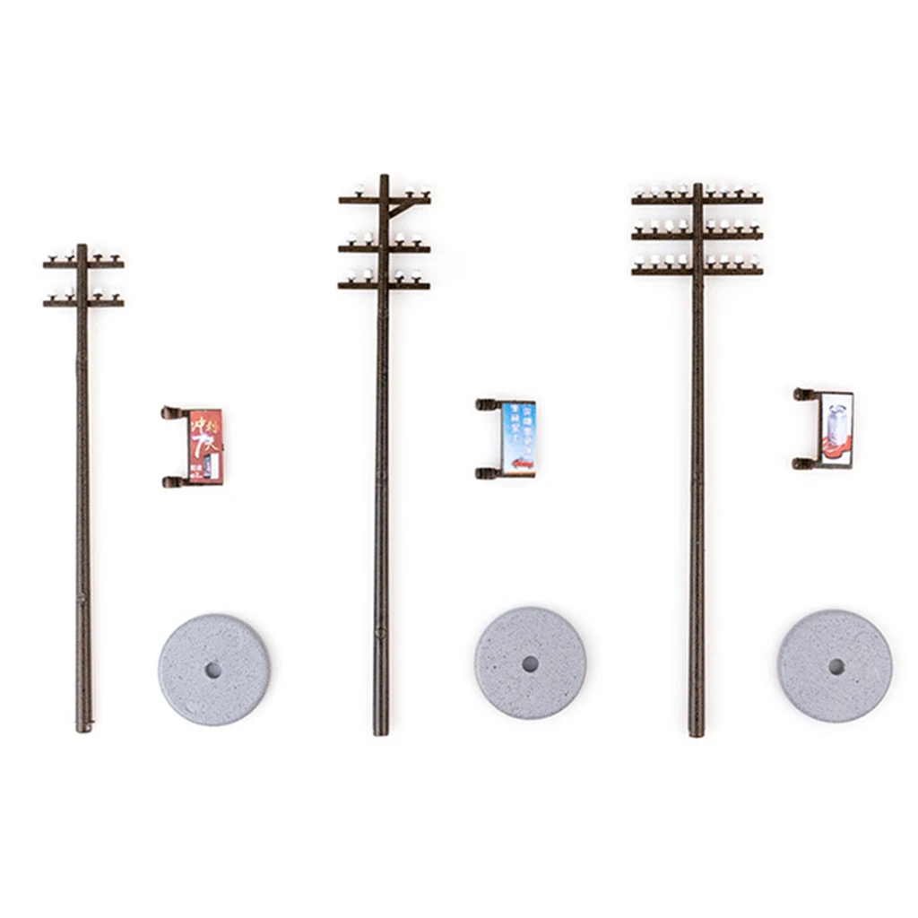 10x Plastic Electric Line Pole Model for Train SCENERY 1:100 HO TT Scale Electric Line Pole Model