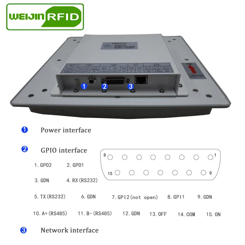 RFID reader UHF 915m 900 868mhz rfid control card sticker long range 9dbi antenna Ethernet/RS232/RS485/Wiegand Integrated Reader