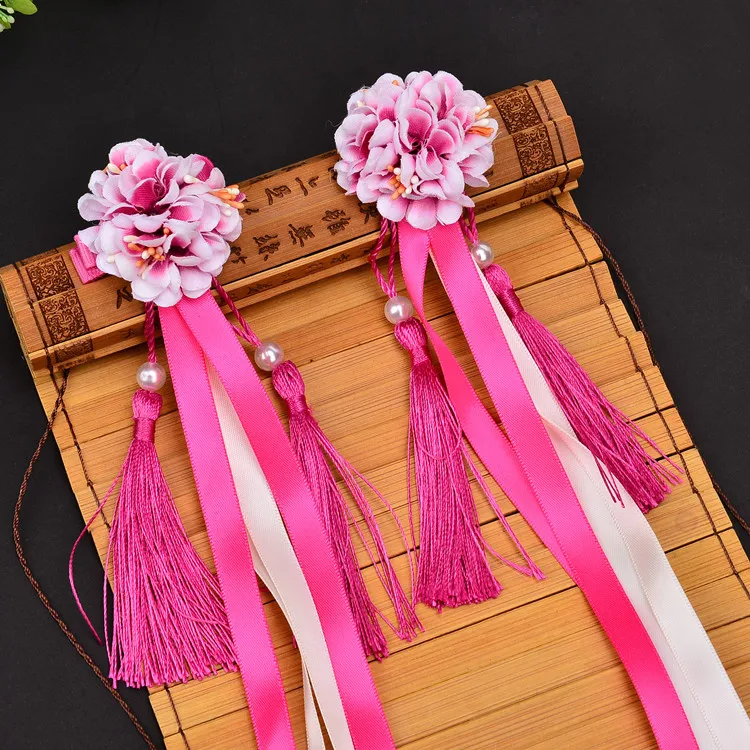 Japanese Lolita Flower Lace Ribbon Tassel Hairpin, Acessórios de cabelo para meninas e mulheres, Anime Props, Halloween Costume, Cosplay