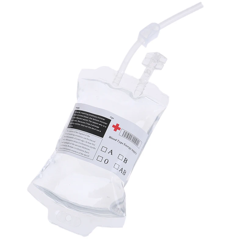 350ml เครื่องดื่มให้พลังงานใช้ซ้ำได้โปร่งใส PVC ทางการแพทย์วัสดุสำหรับแวมไพร์ฮาโลวีน Props Props