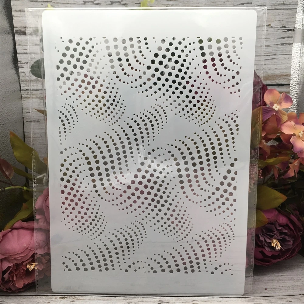 A4 29cm 3D Wavy Dot Texture DIY Layering Stencils Wall Painting Scrapbook Coloring Embossing Album Decorative Template