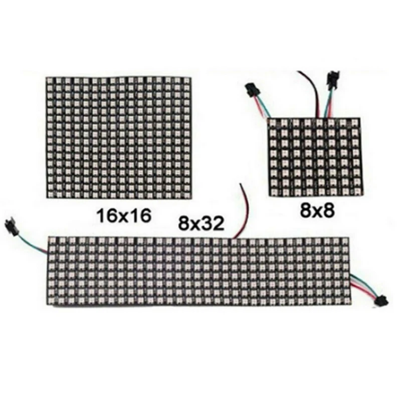 Imagem -02 - Rgb Matriz Led Pixel Módulo 8x8 16x16 8x32 ic Ws2812b Digital Flexível Painel Individualmente Endereçável Pixels Led Tira Dc5v 5050