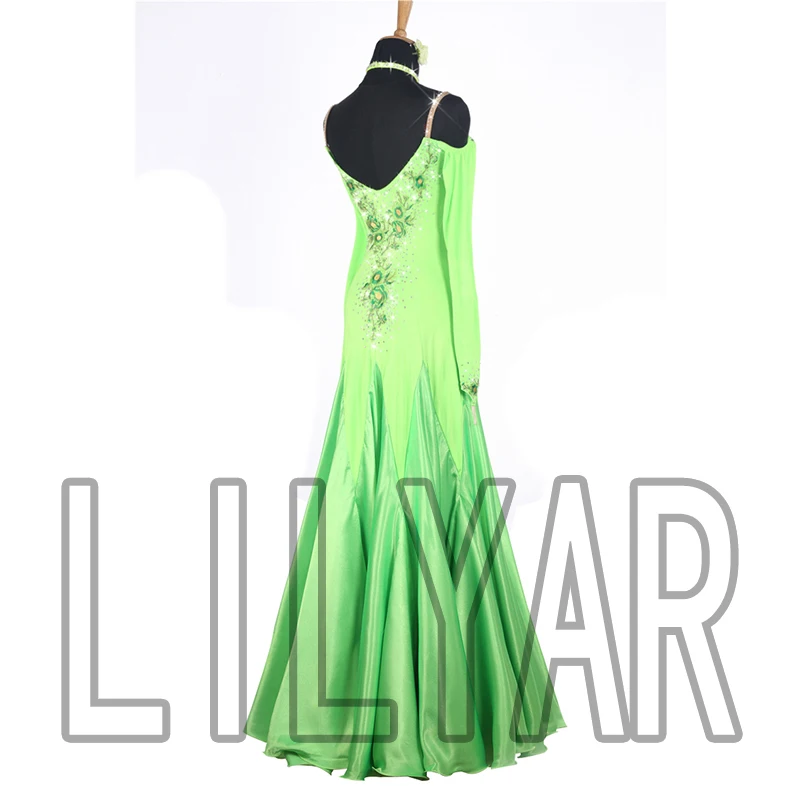 Ballroom Dance Skirt Standard Dress Competition  Show  Customization New Arrival Adult Children Green