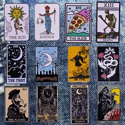 Interesting Tarot Cartoon Brooch Originality Metal Enamel Lapel Badge Collect Denim Jacket Backpack Pin Children Fashion Gifts
