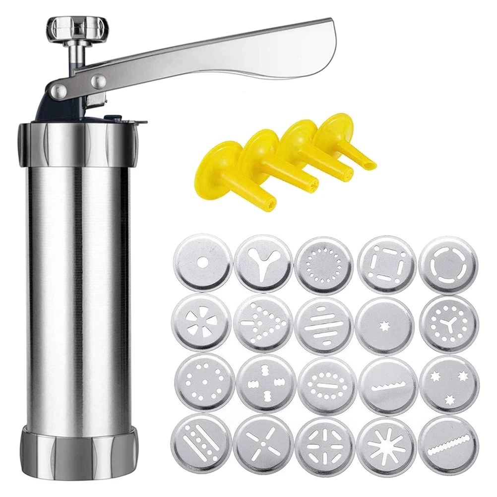 

Cookie Press Making Mahine Kits for DIY Biscuit Maker Set with 20 Cookie Discs 4 Nozzles Baking Tool Decorating Baking Tools