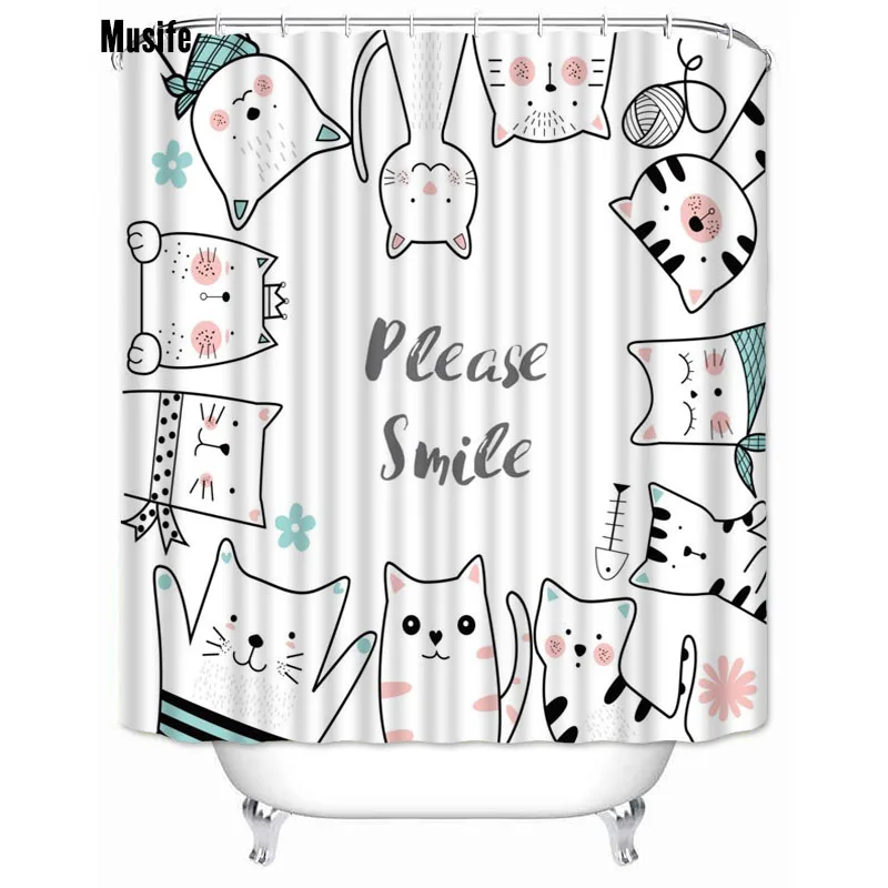 

Musife Custom High Quality Cartoon Animals Shower Curtain Waterproof Bathroom Polyester Fabric Bathroom Curtain