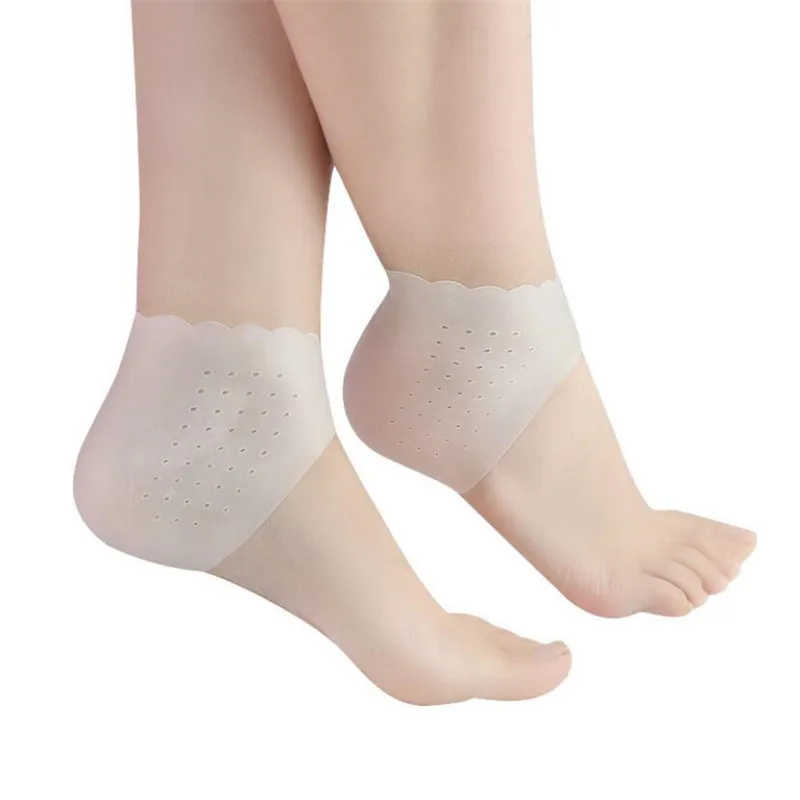 

2Pcs Silicone Pad Feet Care Socks Insert Moisturizing Gel Heel Spur Thin Socks with Hole Cracked Foot Care Protectors Cushion