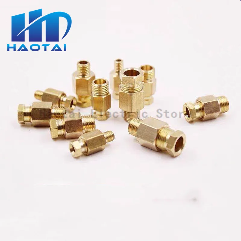 Compression Ferrule Tube Compression Fitting 4 6 8mm OD Tube Connector Machine tool lubrication Brass oil Pipe Fitting adapter