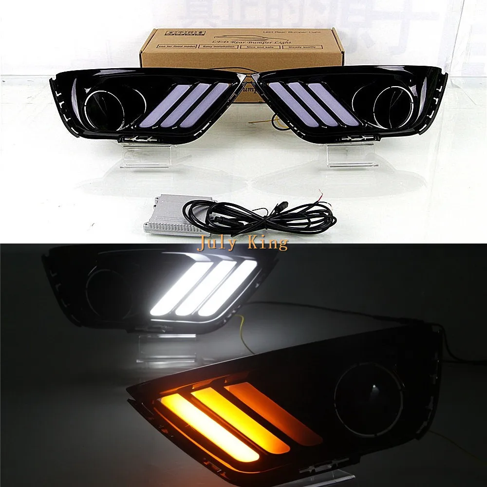 

July King LED Daytime Running Lights With Fog Lamp Cover Case for Jeep Compass 2017+, LED DRL with Yellow Streamer Turn Signals