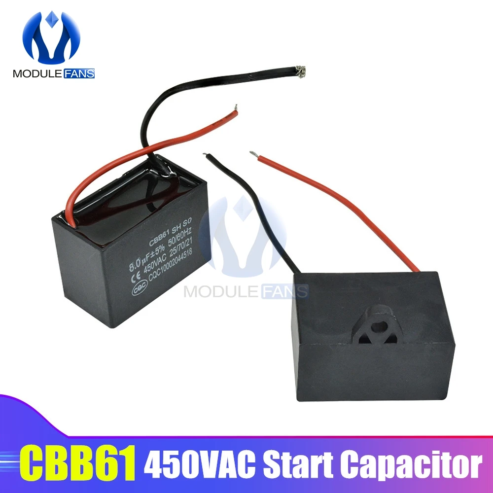 CBB61 AC Motor Speed Run Capacitor Fan Refrigerator Start Capacitor Terminal Ceiling Fan CBB Motor Running Rectangle Capacitor