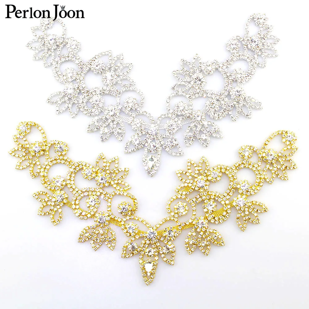 6*4.2in Ab Crystal collar Rhinestone sew-on necklace adornment for Wedding Dress Skirt Flashing Clothing Accessories YL012