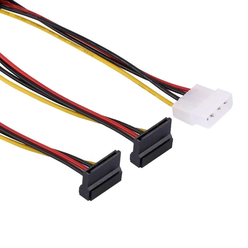 Molex SATA Adapter Power Cable,Molex 4pin 2 SATA Power Connector Splitter,IDE 4 pin Spliter SATA 90 Degree for Hard Drive SSD