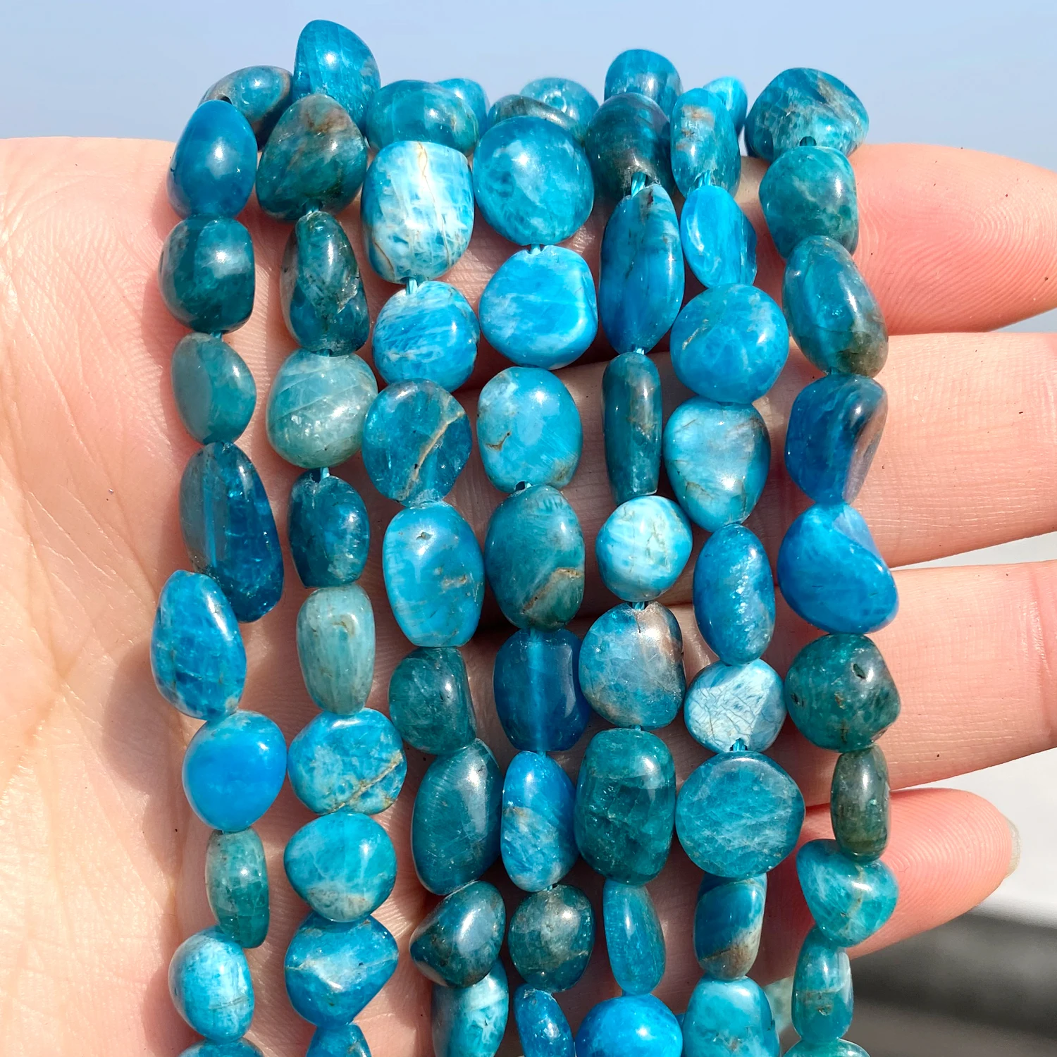 

Natural Stone Beads 8-10mm Irregular Apatite Loose Spacer Beads for Jewelry Making DIY Bracelets Necklaces Accessories 15''