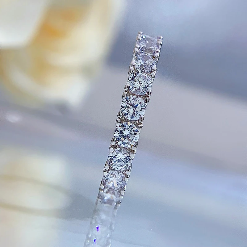 OEVAS 100% 925 Sterling Silver Full Square High Carbon Diamond Rings For Women Sparkling Wedding Party Fine Jewelry Wholesale