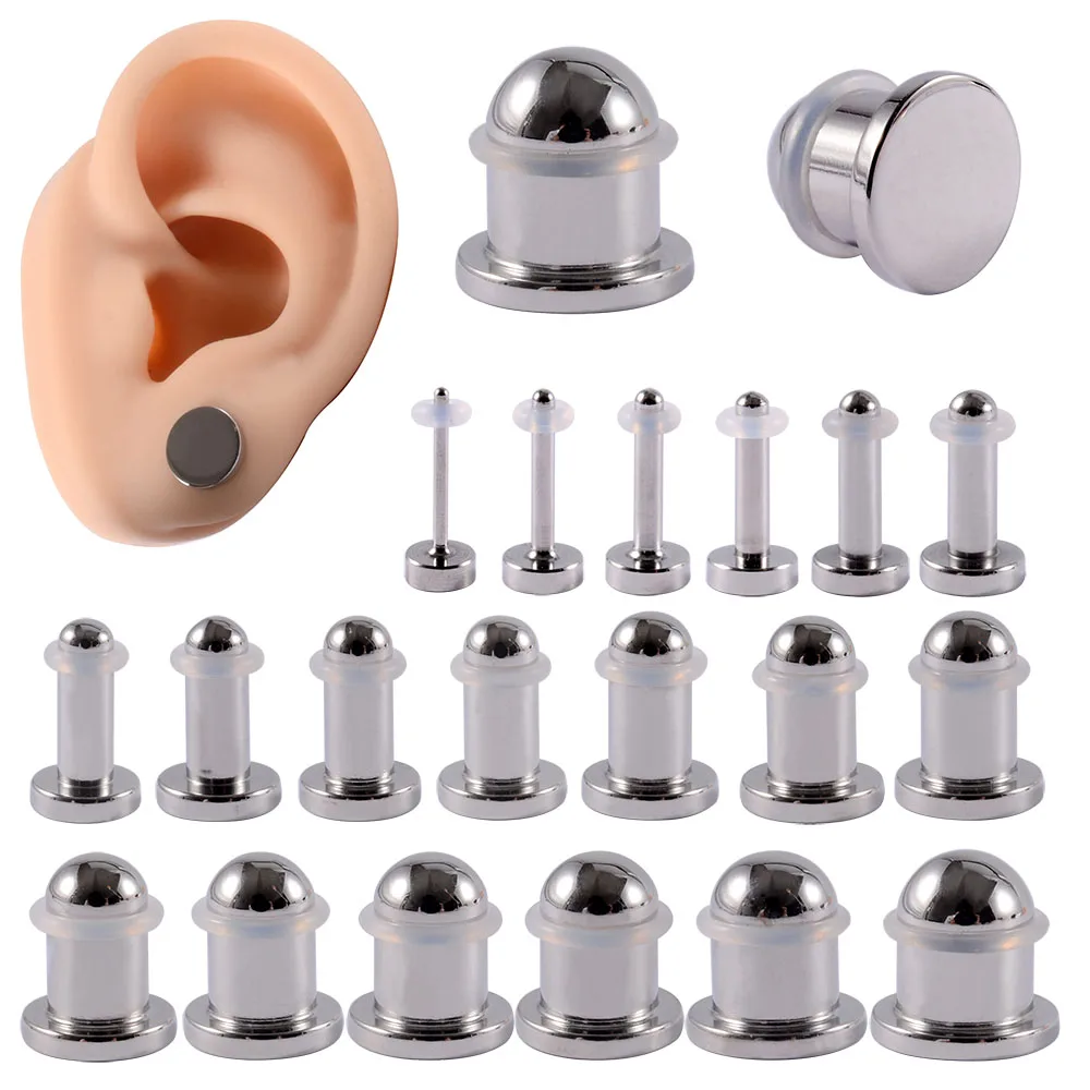 CHUANCI 2 PCS Surgical Stainless Steel Mirror Surface Cylinder Plug  Ear Gauge Expander Plug Body Piercing Jewelry