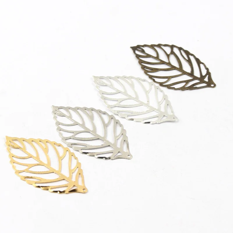 50pcs Gold Color/Bronze/Rhodium/Silver Color Plated Leaves Filigree Wraps Connectors For Jewelry Making DIY Charms Pendant