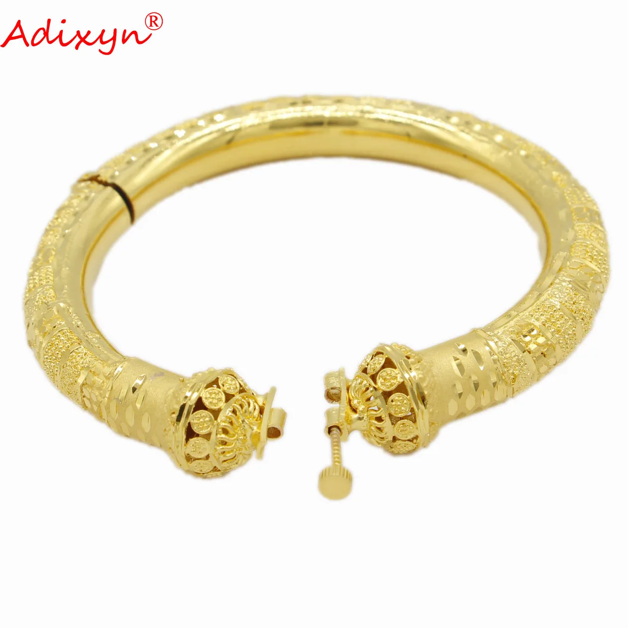 Adixyn New Dubai Gold Color Wide Bangles&Bracelet for Women Ethiopian Africa Arab Bride Wedding  Jewelry N09271