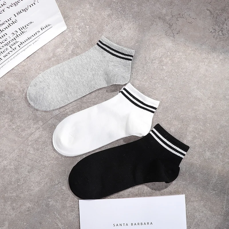 100 Cotton Socks Women Men Unisex Striped Short Socks Fashion Cotton  Parallel Bars Sports Socks White Short Sock Hip Hop Sox