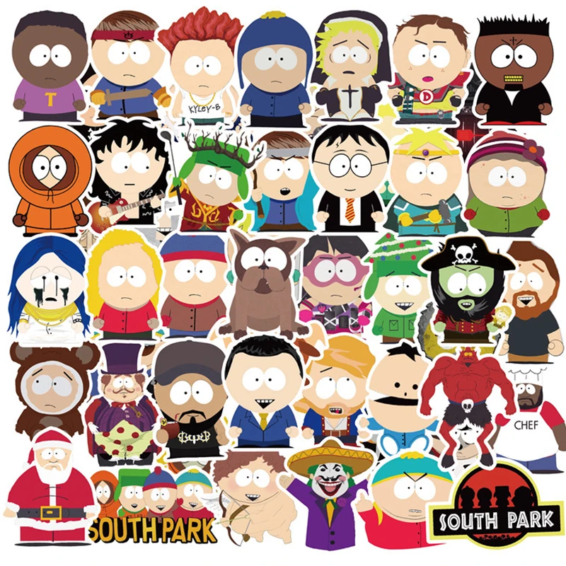 10/30/50PCS Classic Animation Southpark Stationery Waterproof Pvc Sticker Skateboard Suitcase Guitar Luggage For Kid Toy Gift