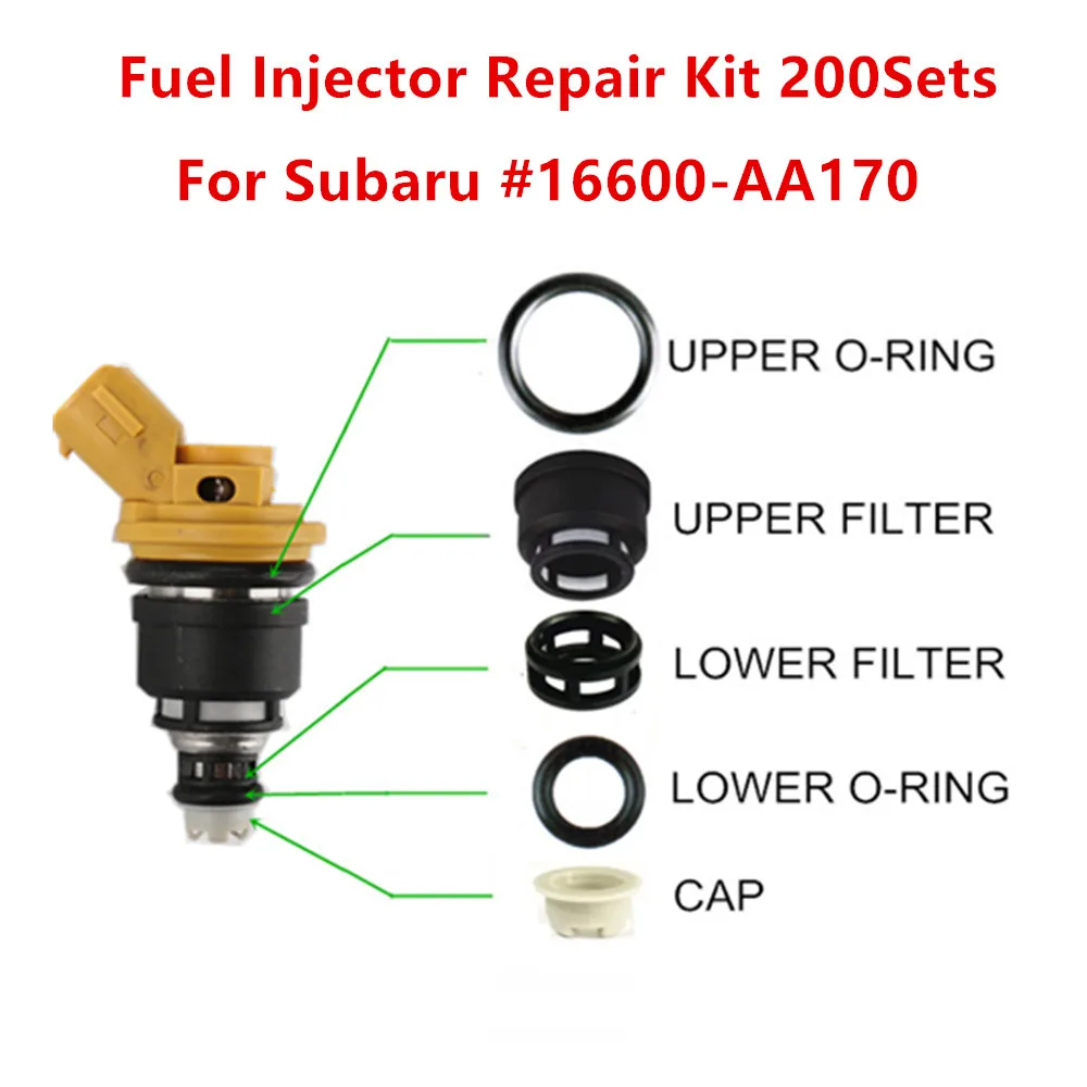 200sets For Subaru Fuel Injector Repair Service kit for oem 16600-AA170 for 2003-06 EJ255 and EJ257 2.0 and 2.5L free shipping