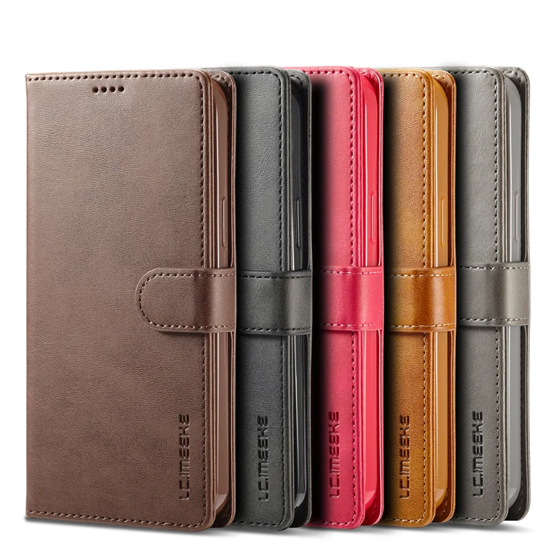 Calf Pattern Leather Flip Case For iPone 14 13 12 11 Pro Max X Xr Xs Max 5 5s 6 6s 7 8Plus Multifunctional Soft Protective Cover