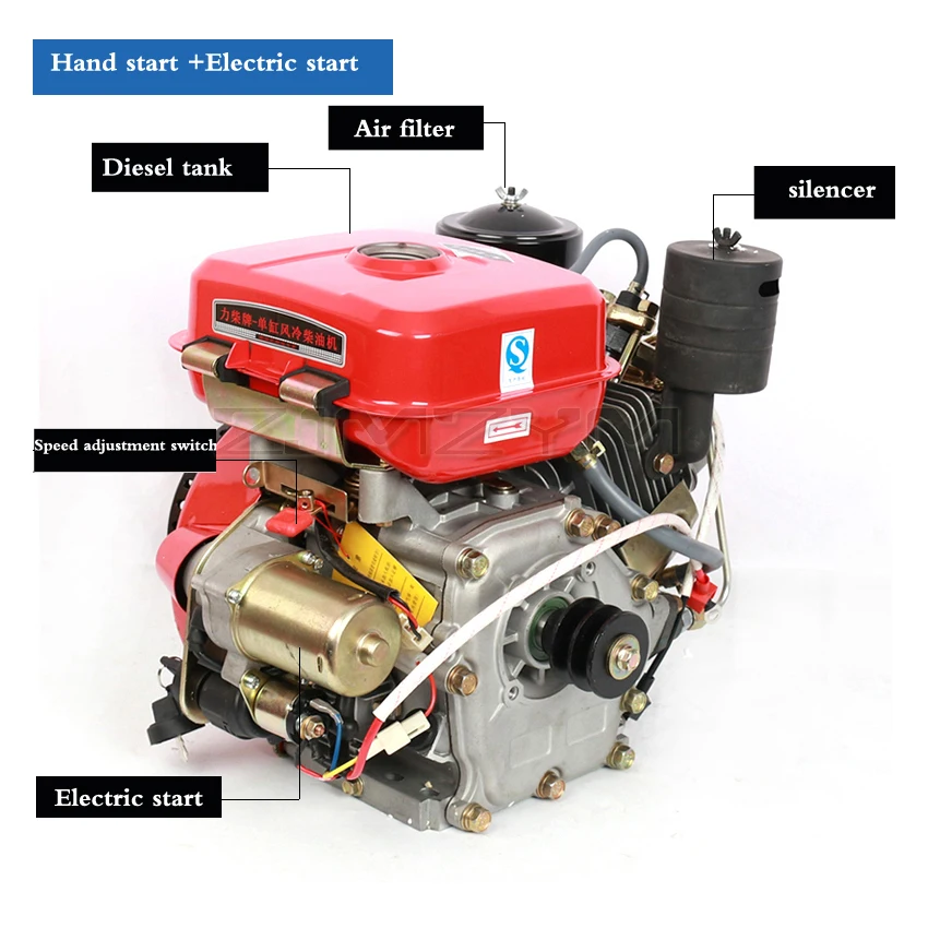 Imagem -03 - Motor de Óleo Virgem Refrigerado a ar Único Cilindro Cavalos de Potência Bomba de Água Barco Power Engine 170f 220v 2.2kw 196cc 3300 Rpm