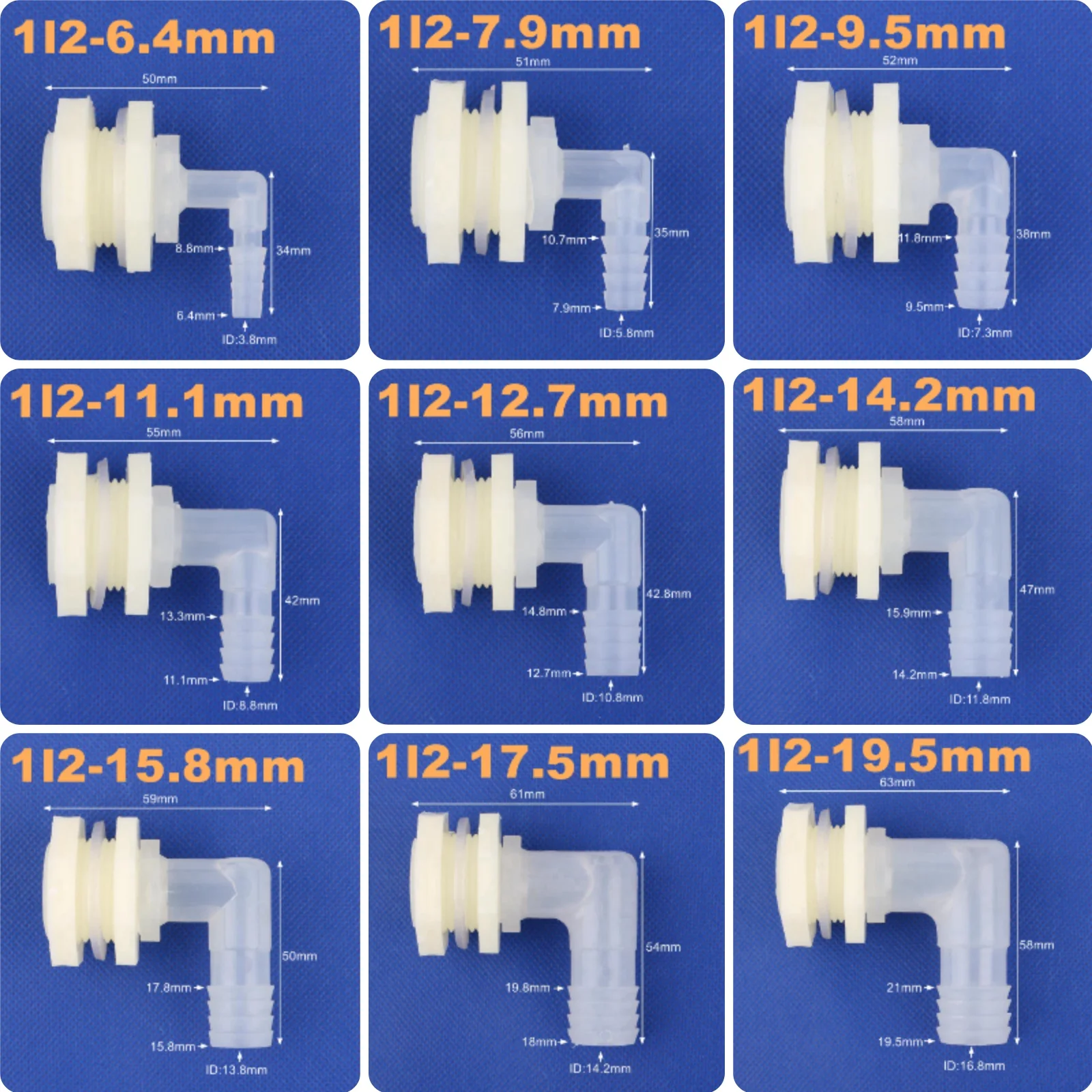 1 Set ABS 1/2 Inch To 6.4~20mm Elbow Water Tank Connector Aquarium Garden Irrigation Hose Joint Water Pipe 90 Degree Adapter