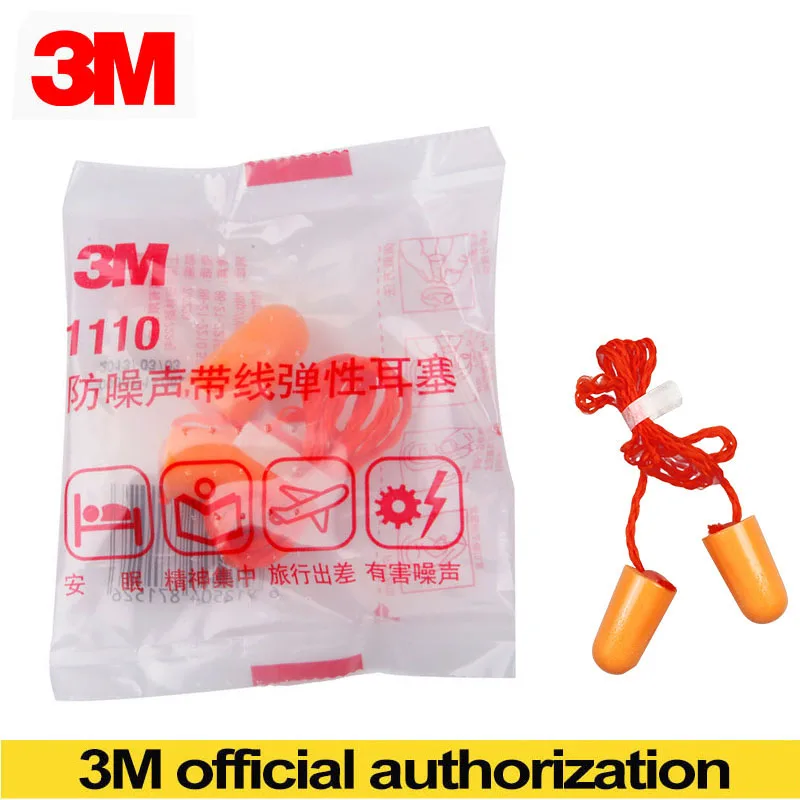 20pairs/lot 3M 1110 Corded Disposable Foam Earplug Noise Reduction Ear Plugs