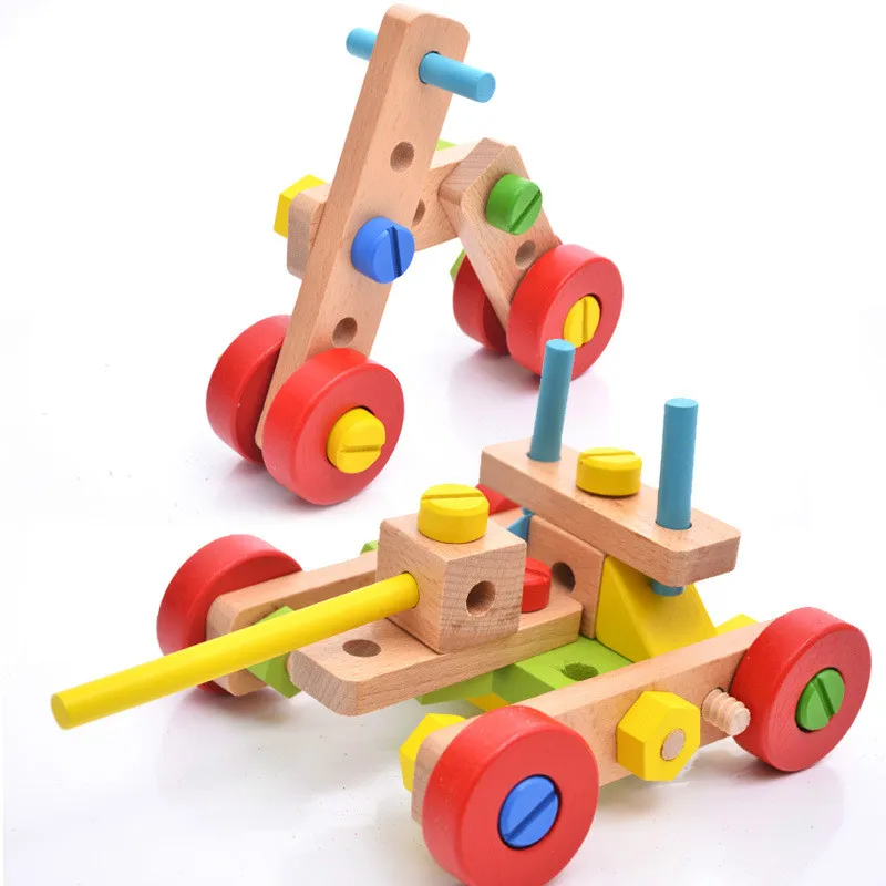 

Wooden Children 45 Cartoon Nut Combination Multi-functional Unpacking Building Blocks Toy