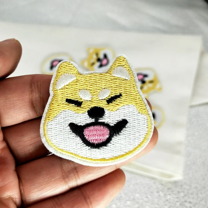 Cute Happy Dog Embroidered Appliques Iron on Patches for Clothing Stickers for Kids Children Clothes Jacket Badges Hippie Patch