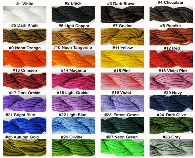 DHL EMS free!!Hihr4esale 28 Mixed Color Each Color 2 Piece  Knot String Nylon Cord Rope for crystal  Bracelet