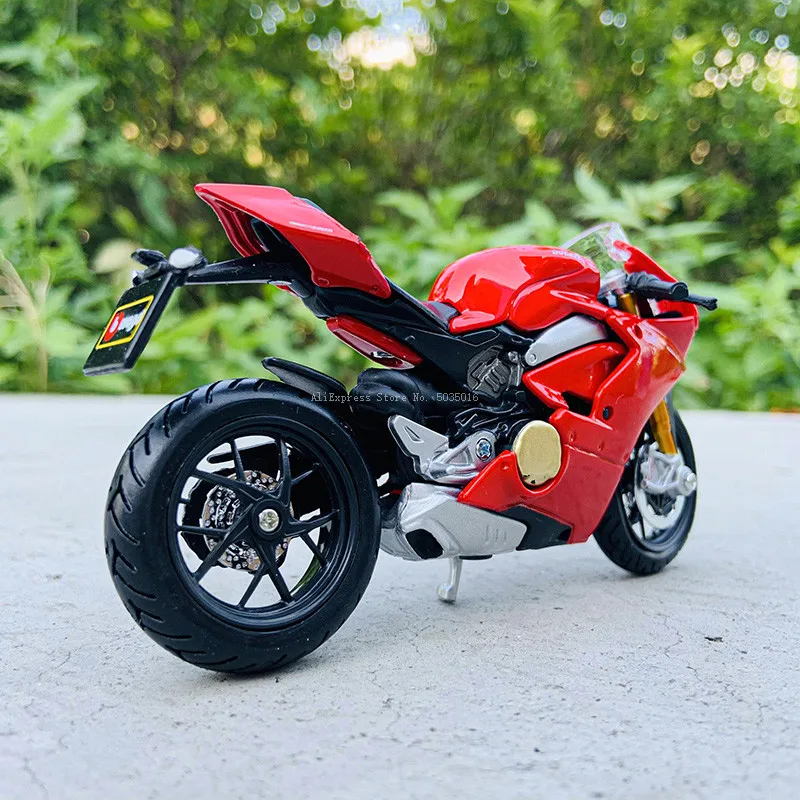 Bburago 1:18 Ducati PANIGALE V4 Alloy Diecast Motorcycle Model Workable Shork-Absorber Toy For Children Gifts Toy Collection