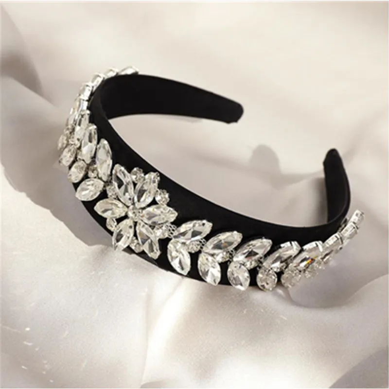 Baroque Style Crystals Headband Hair Jewelry for Women Handmade Diamonds Hairband Ladies Headpiece Adults Party Head Band