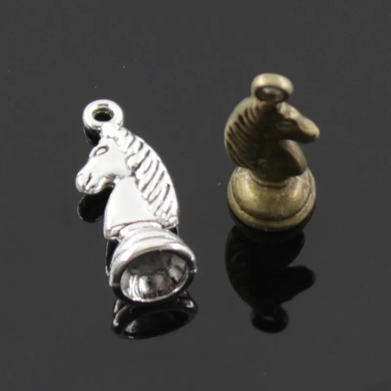 10pcs Charms Chess King Queen Rook Knight Bishop Pawn Tibetan Bronze Silver Color Pendants Antique Jewelry Making DIY Handmade