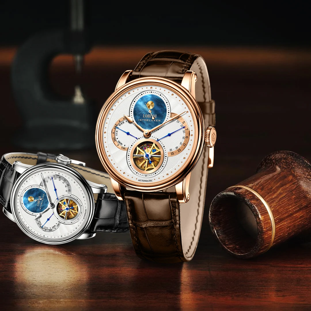Relógio de pulso Sapphire couro masculino, relógios designer esqueleto, Mechan, automático, Gaivota, marca de luxo, Suíça