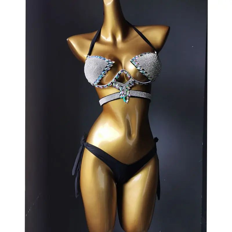 

2020 venus vacation rhinestone sexy women bikini set bling stones swimwear diamond bathing suit biquini