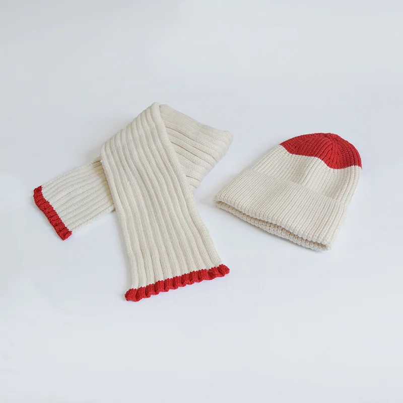 Baby Girl Boy Knitted Hats And Scarf Sets 2022 New Fashion Kids Patchwork Knitting Caps Children Cute Winter Autumn Accessories