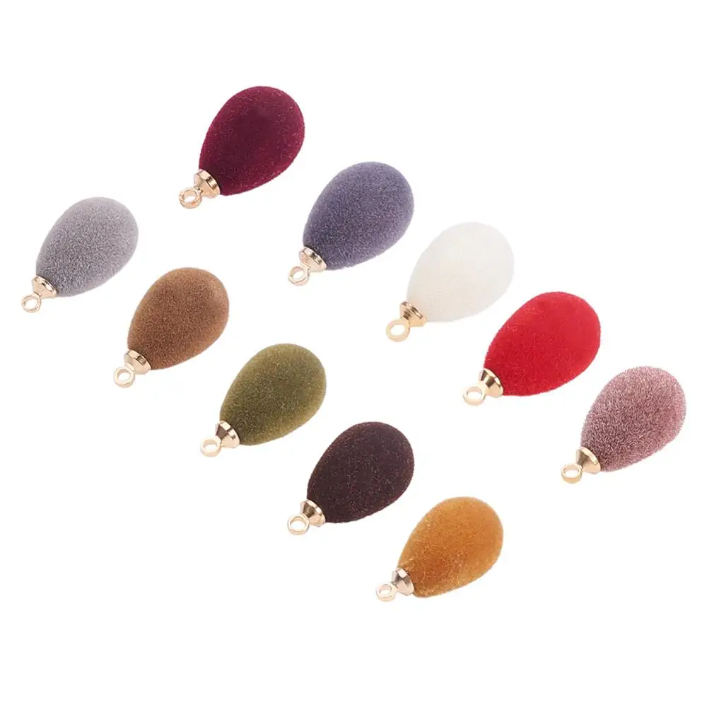 100pcs Flocky Acrylic Pendants Mixed Color Teardrop Shape Charms for Women Jewelry Craft Making DIY Earrings Findings