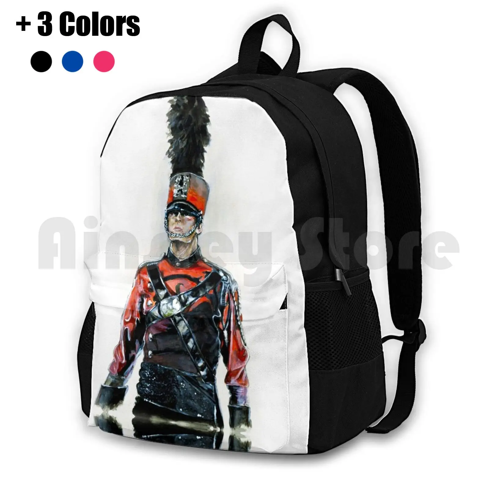 Boston Outdoor Hiking Backpack Riding Climbing Sports Bag Dci Drum Corps Marching Band Band Boston Uniform Portrait Red Black