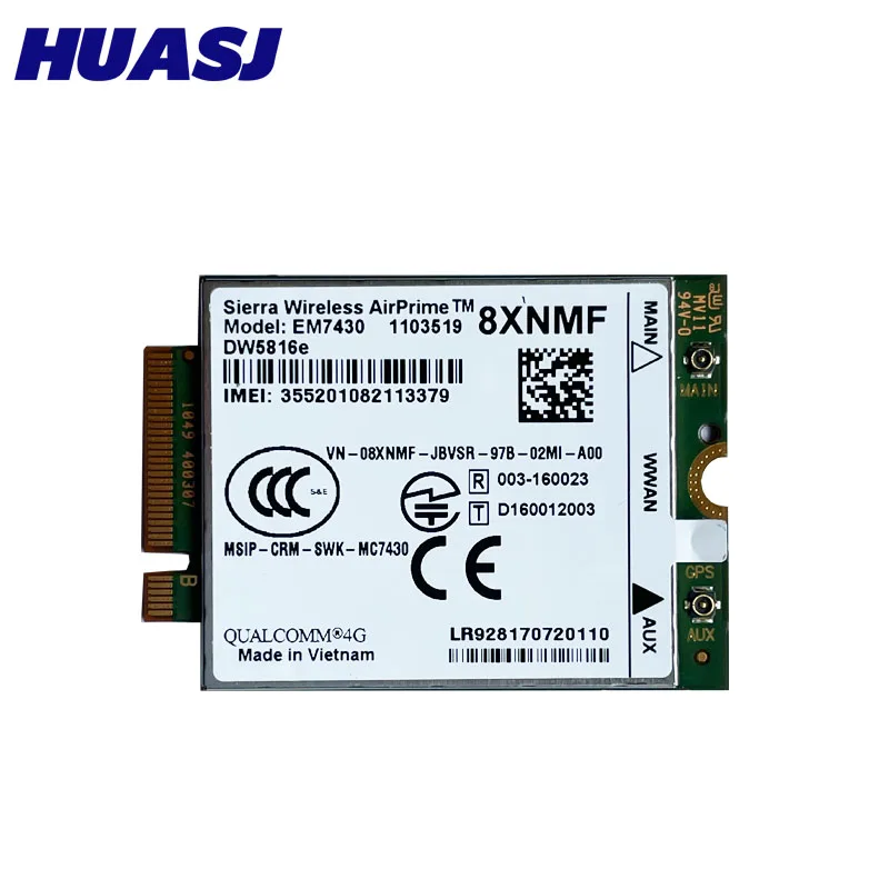 Tarjeta EM7430 DW5816e FDD-LTE 4G para portátil Dell, 7280, 7285, 7290, 7389, 7390, 7480, E7470, Cat6, 7490 M, Módulo 4G