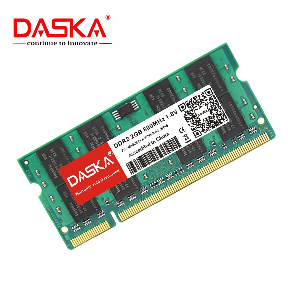 DASKA-Memória portátil para Notebook, DDR2, 2GB, 4GB de RAM, Sodimm, PC2-5300, 6400, 800, 667MHz, 200pin, 1.8V, Garantia vitalícia