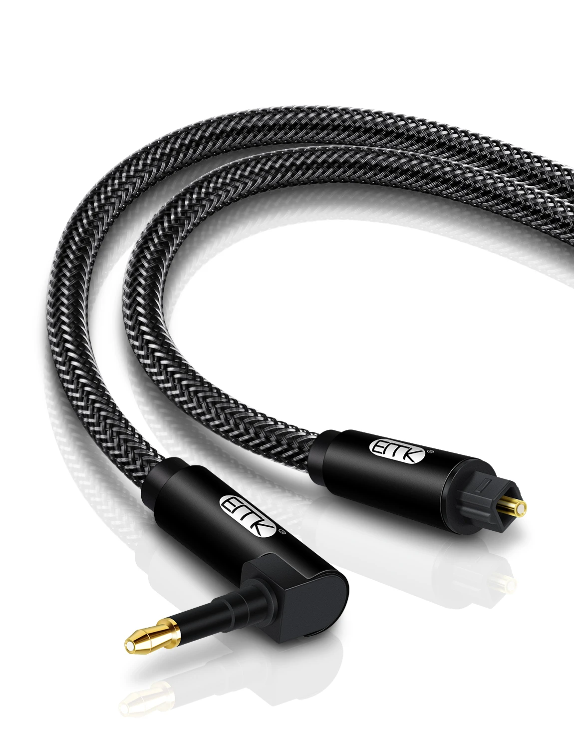 EMK-Mini Câble Audio Optique Numérique, Résistant à 90 °, 3.5mm, Lien Charnière, Plaqué Or 24K, Nylon Tressé, éventuelles DIF, pour TV, 3.5