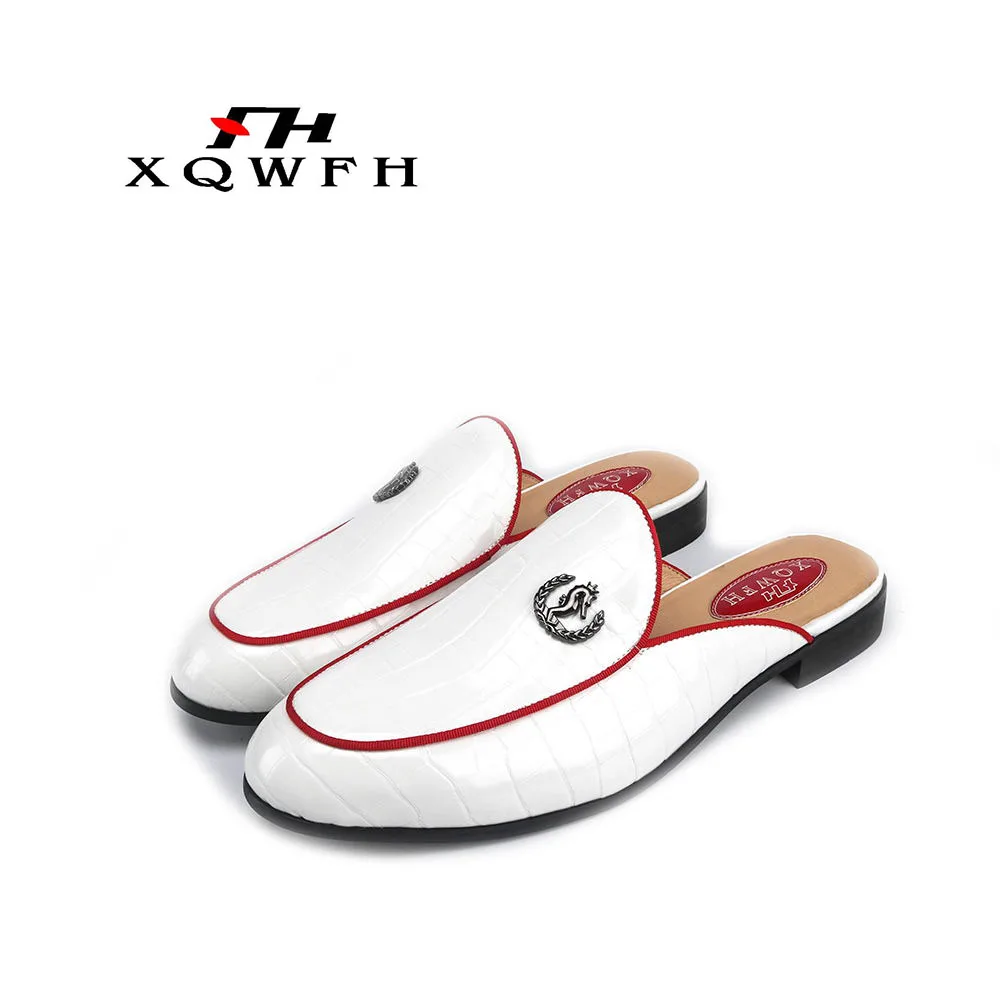 Men summer sandals casual flats banquet handmade men\'s slippers men dress shoes male smoking slippers plus size