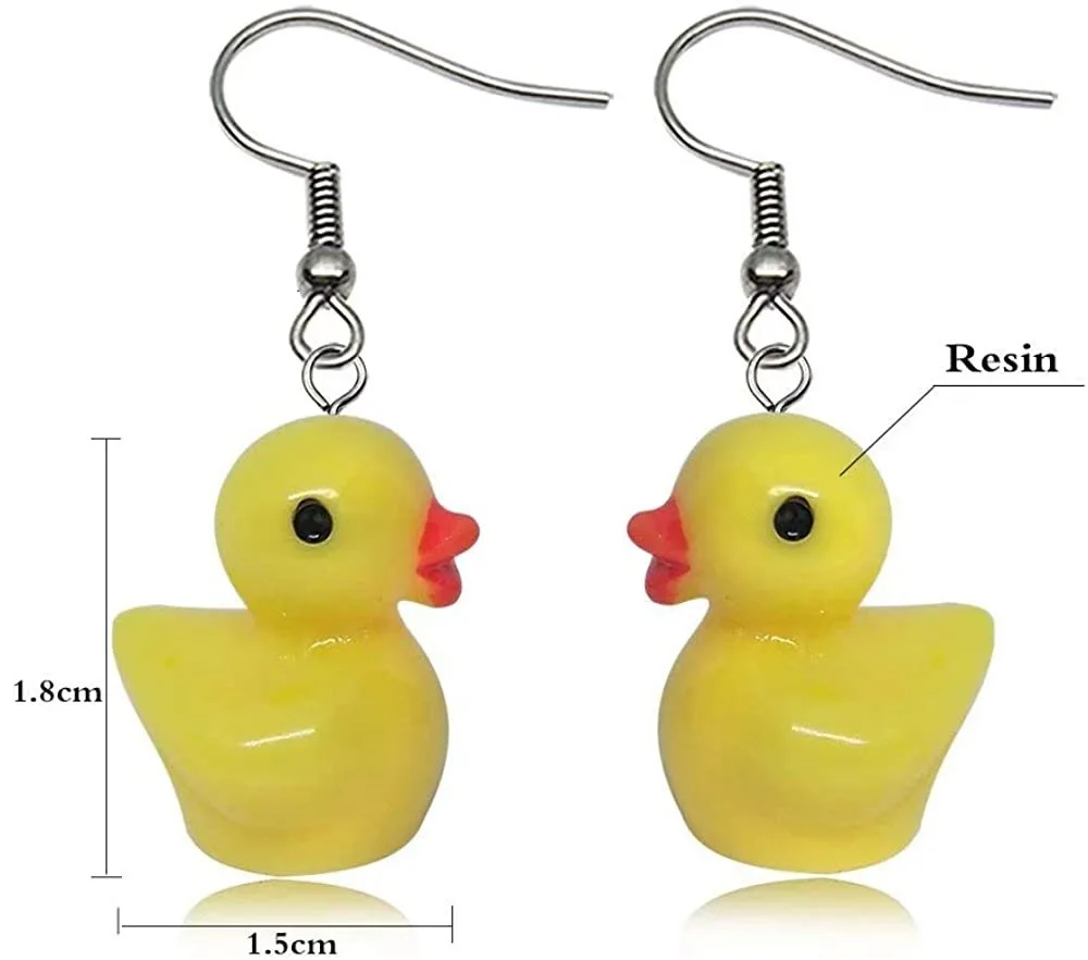 Orecchini Ducky in gomma fatti a mano orecchini animali simpatici orecchini anatra gialla