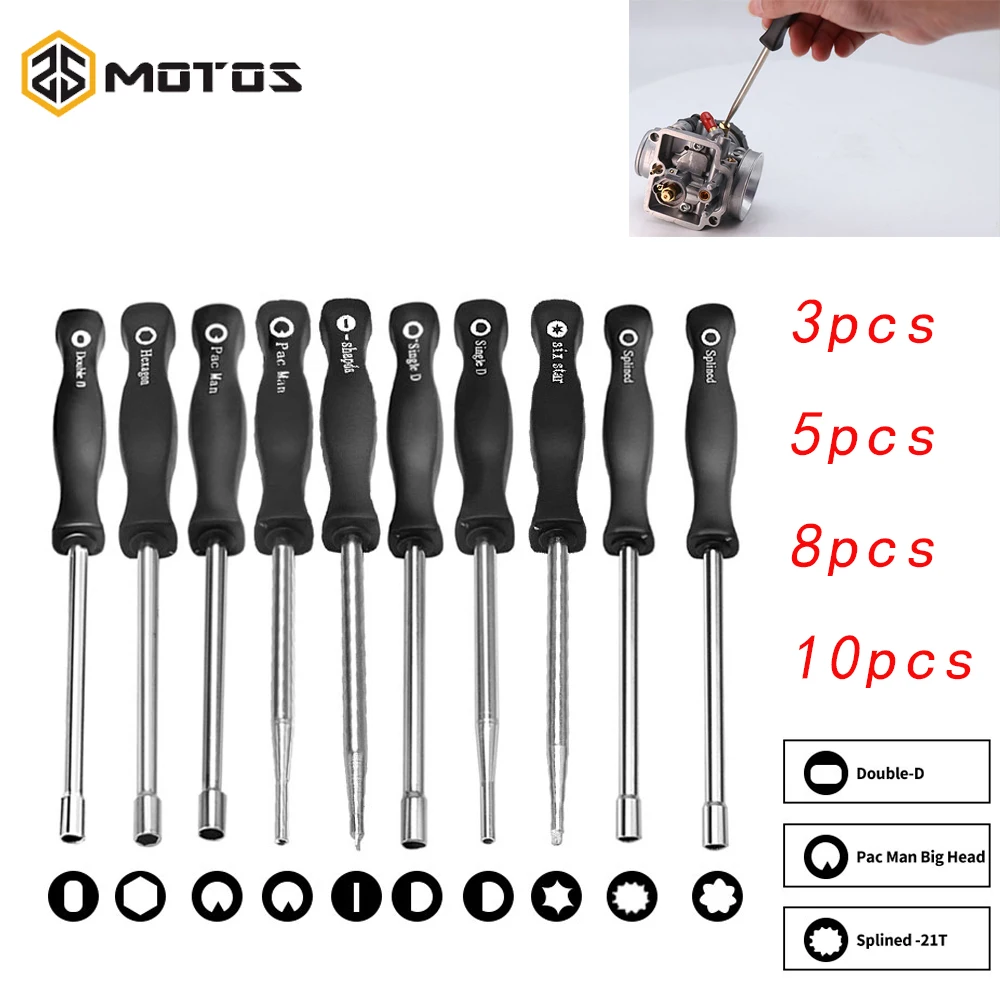 ZS MOTOS Professional 3pcs/5pcs/8pcs/10pcs Screwdriver Carburetor Adjustment Tool Single D Double D Hexagon Hex Socket Kit Set