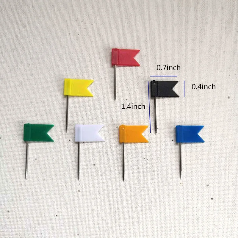 100pcs Mixed Color Flag Push Pins Nail Thumb Tack Map Drawing Pin Stationery For Home Office School Stationery Supplies