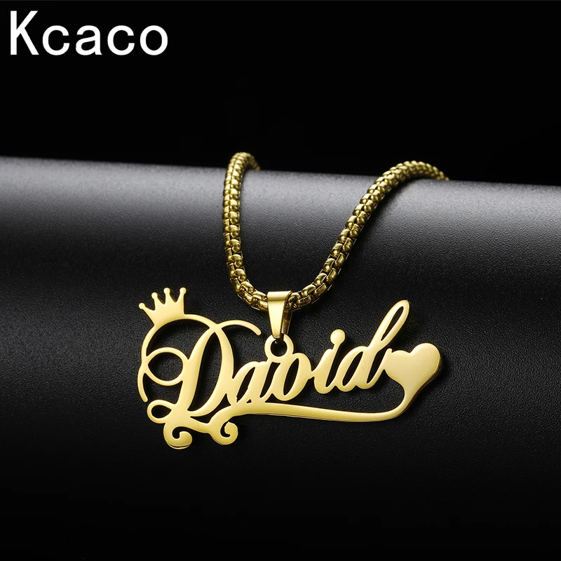 

Kcaco Personalized Name Necklaces for Women Nameplate Jewelry Stainless Steel Custom Letter Necklace Romantic Pendant Gift