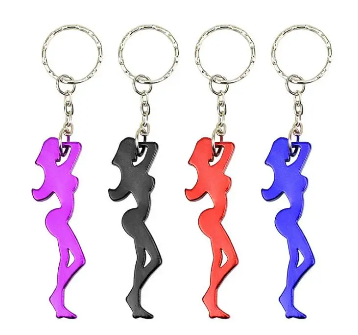 The creative Beauty shaped beer bottle opener Aluminum alloy opener with key chain Multicolor mini bottle opener randomly SN2873